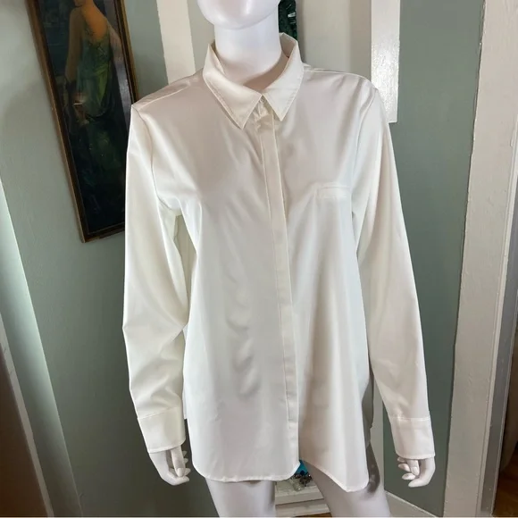 New NWT Modern Ambition White Button-Up Shirt Delightfully Technical Traveler L - Picture 5 of 15